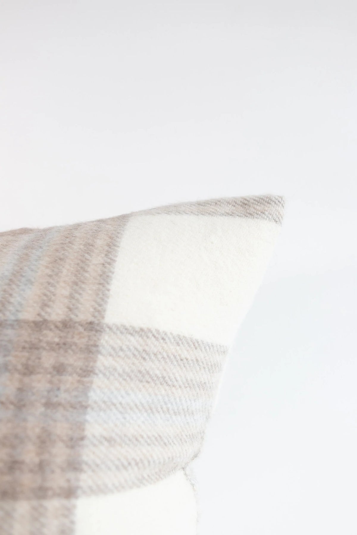 Stonehaven Alpaca & Wool Pillow Cover in Tan, Dark Taupe, Ivory & Beige Plaid