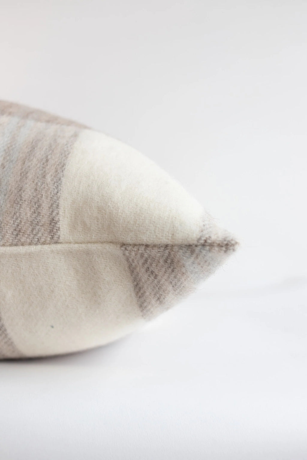 Stonehaven Alpaca & Wool Pillow Cover in Tan, Dark Taupe, Ivory & Beige Plaid