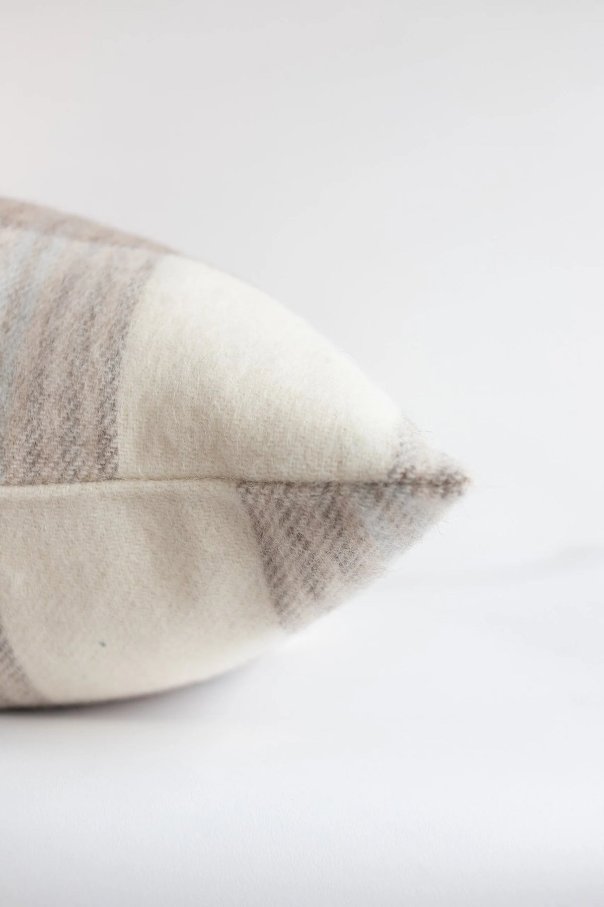 Stonehaven Alpaca & Wool Pillow Cover in Tan, Dark Taupe, Ivory & Beige Plaid