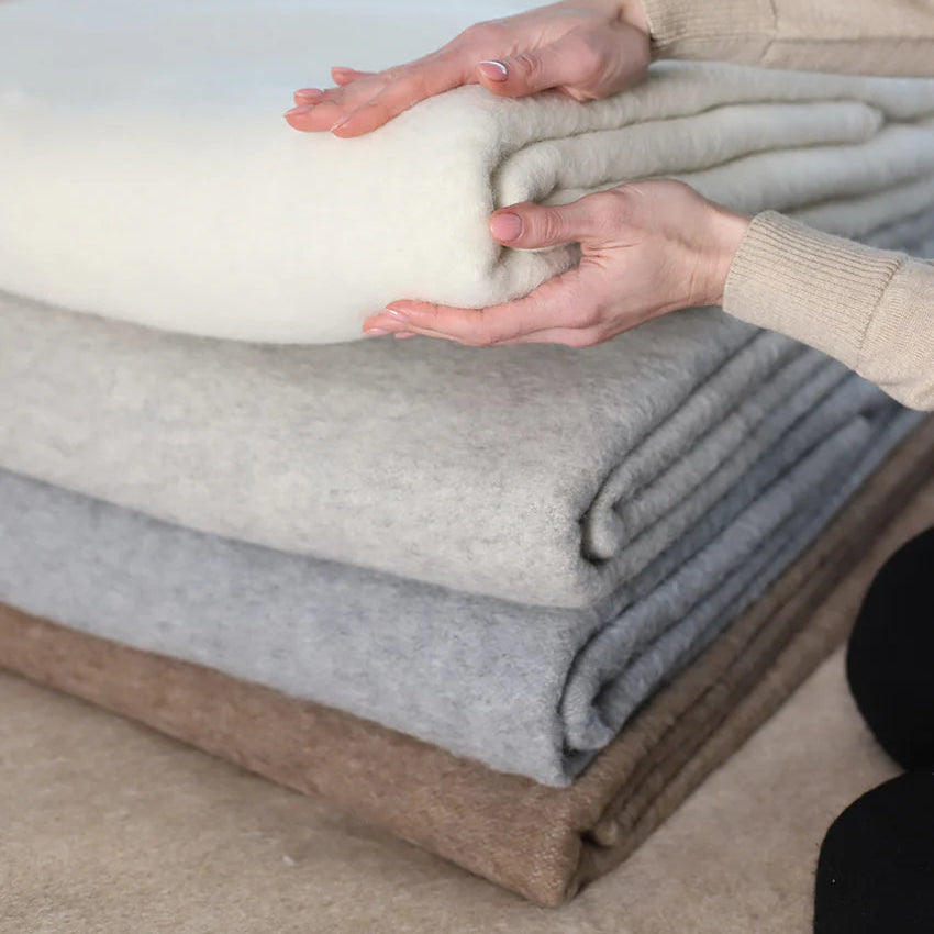 Alpaca Wool Bedspread – Livorno | Luxury Neutral Throw Blanket in 5 Colors