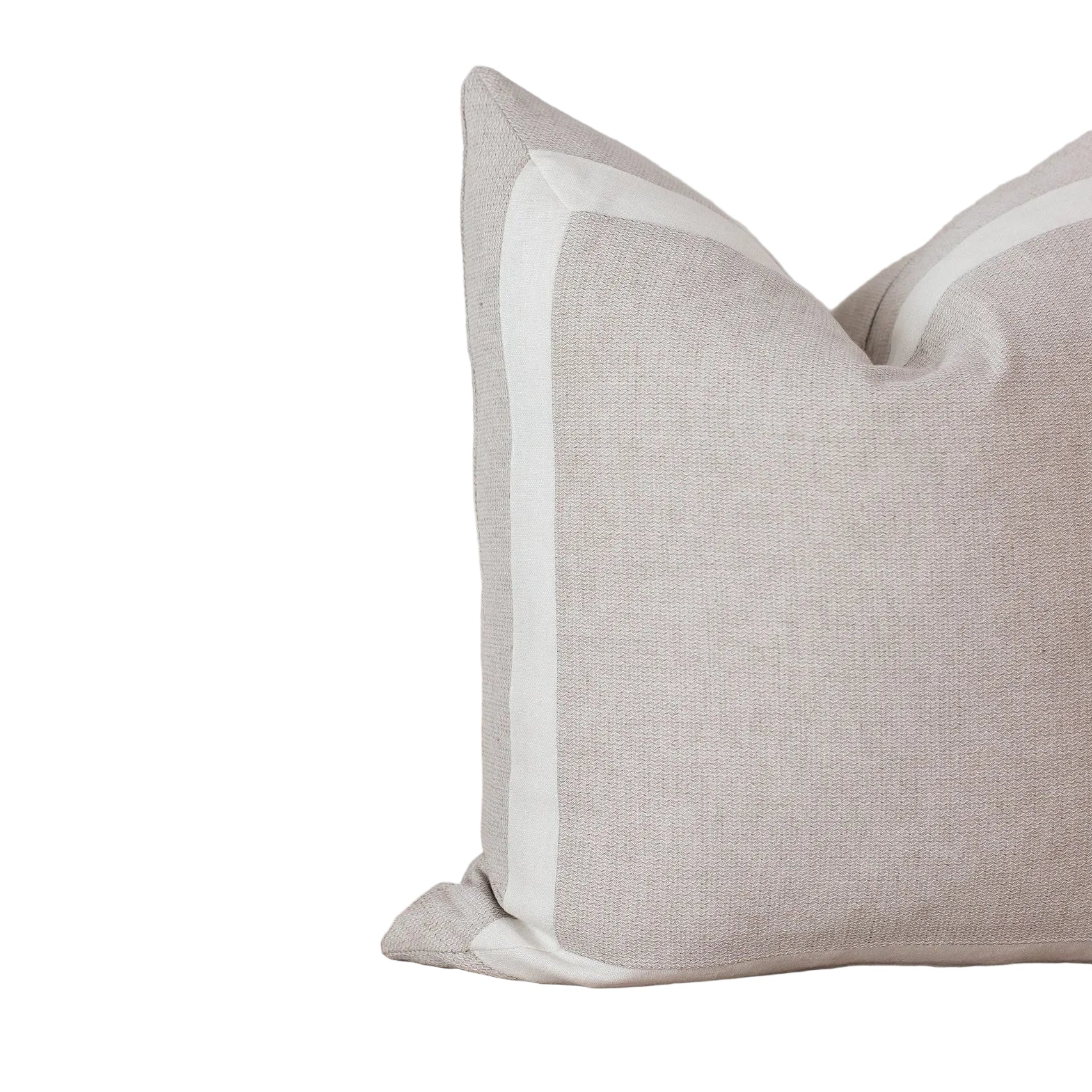 Seaton Inset Border Linen Pillow Cover – Sand & Eggshell | 100% Linen Decorative Cushion