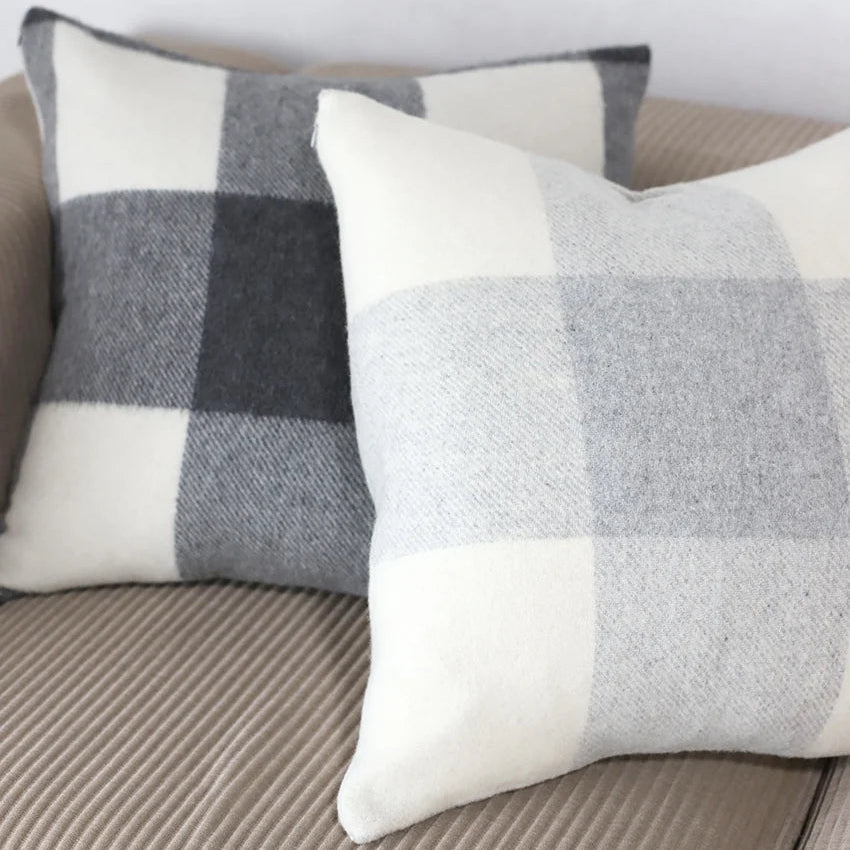 St Louis Black & Ivory Check Pillow Cover, 22 x 22