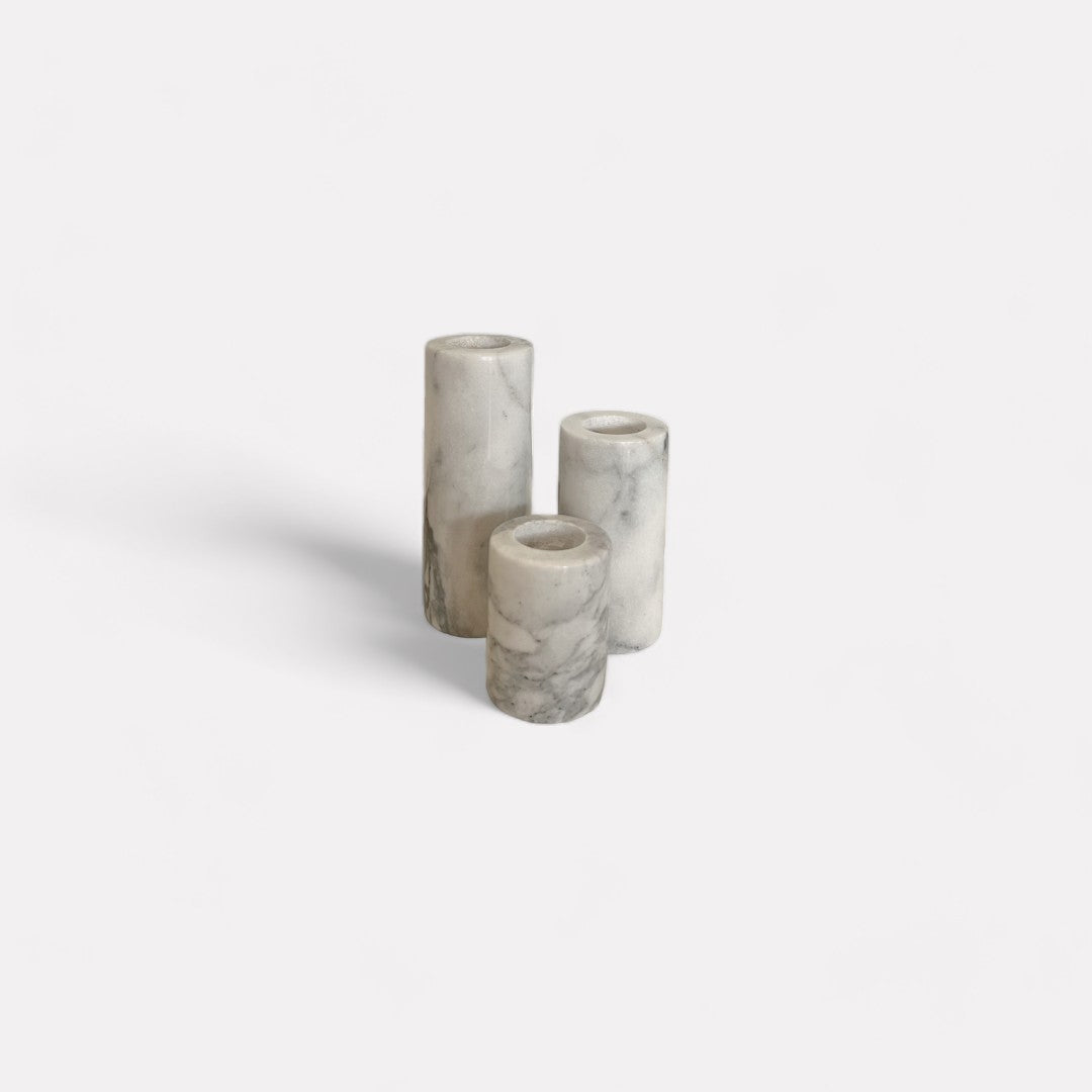 Luna White Marble Taper Candle Holder | Three Sizes