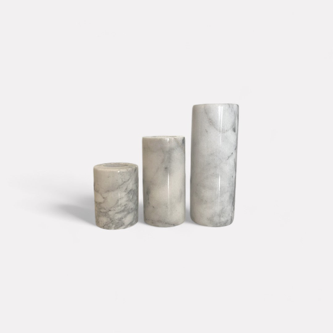 Luna White Marble Taper Candle Holder | Three Sizes