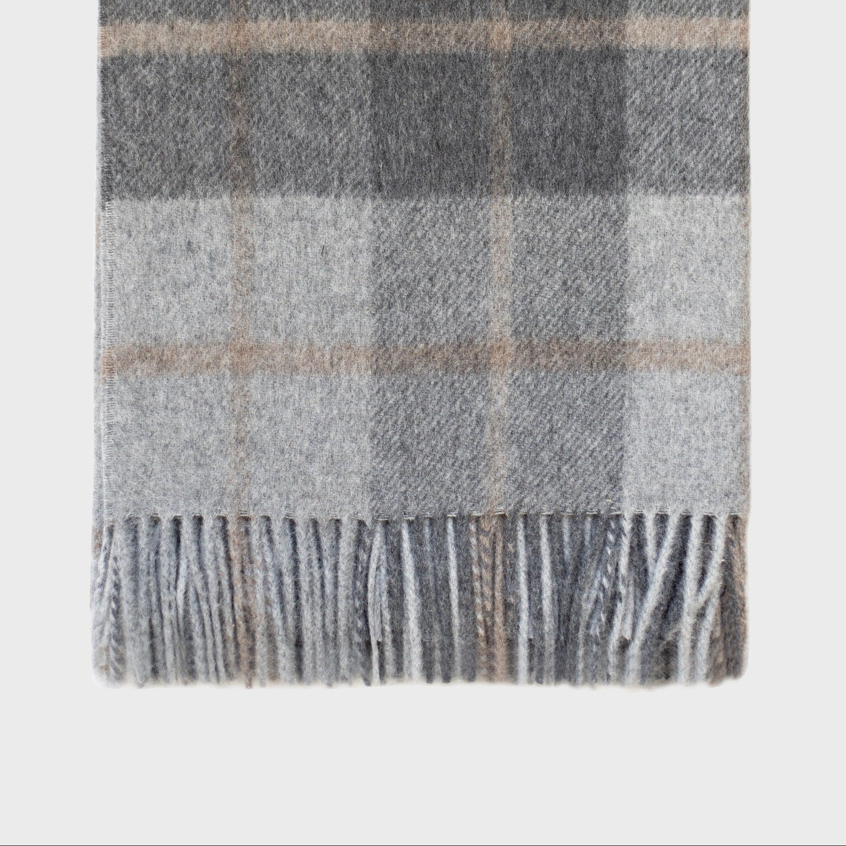 Iverness Alpaca & Lambswool Oversized Throw Blanket – Luxury Plaid Wool Blend | Cozy Neutral Home Accent