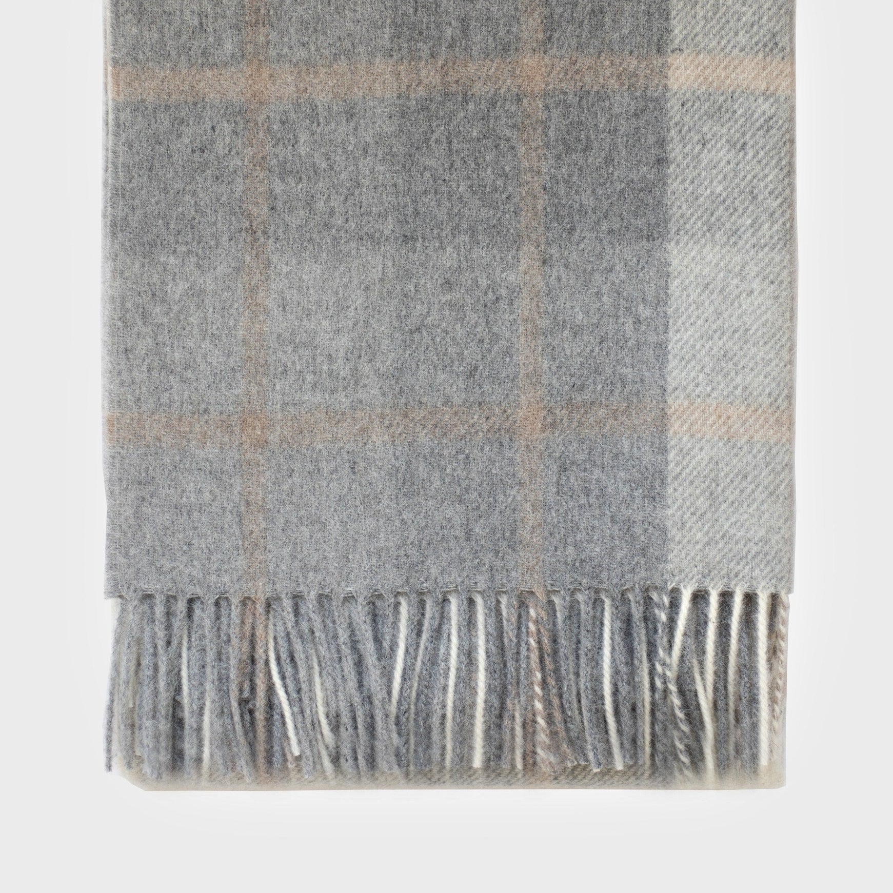 Iverness Alpaca & Lambswool Oversized Throw Blanket – Luxury Plaid Wool Blend | Cozy Neutral Home Accent