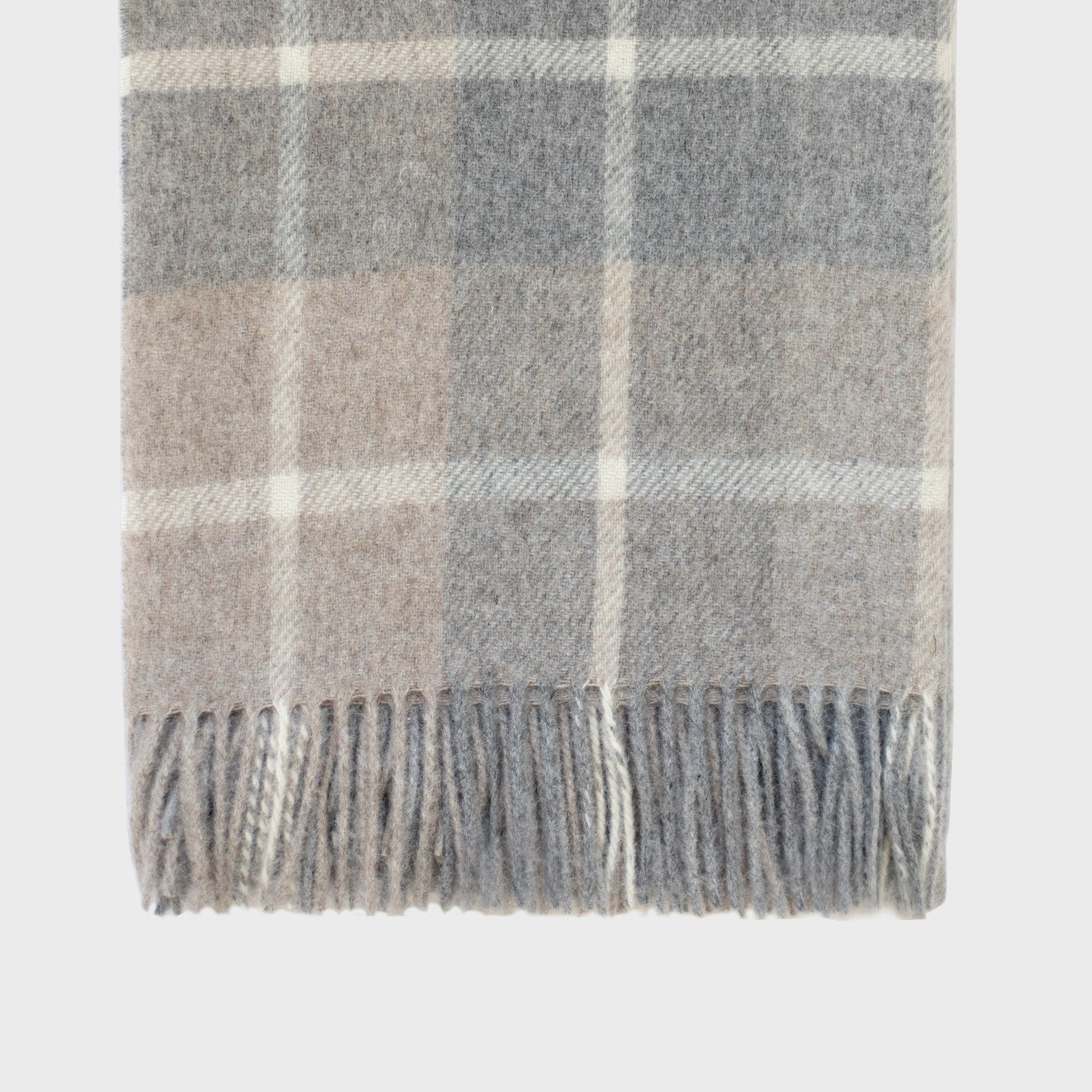 Iverness Alpaca & Lambswool Oversized Throw Blanket – Luxury Plaid Wool Blend | Cozy Neutral Home Accent