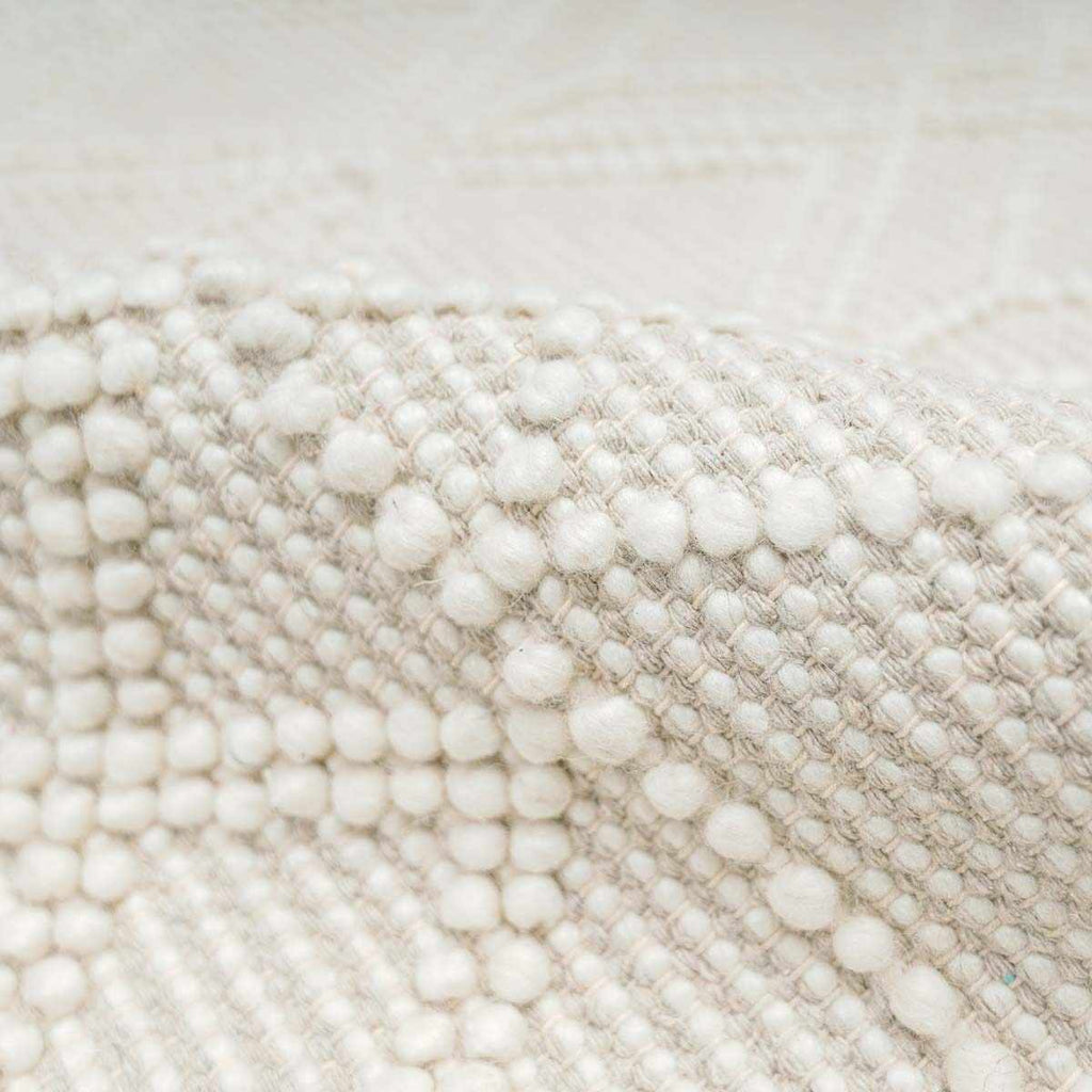 Close-up of textured fabric with white and beige colors