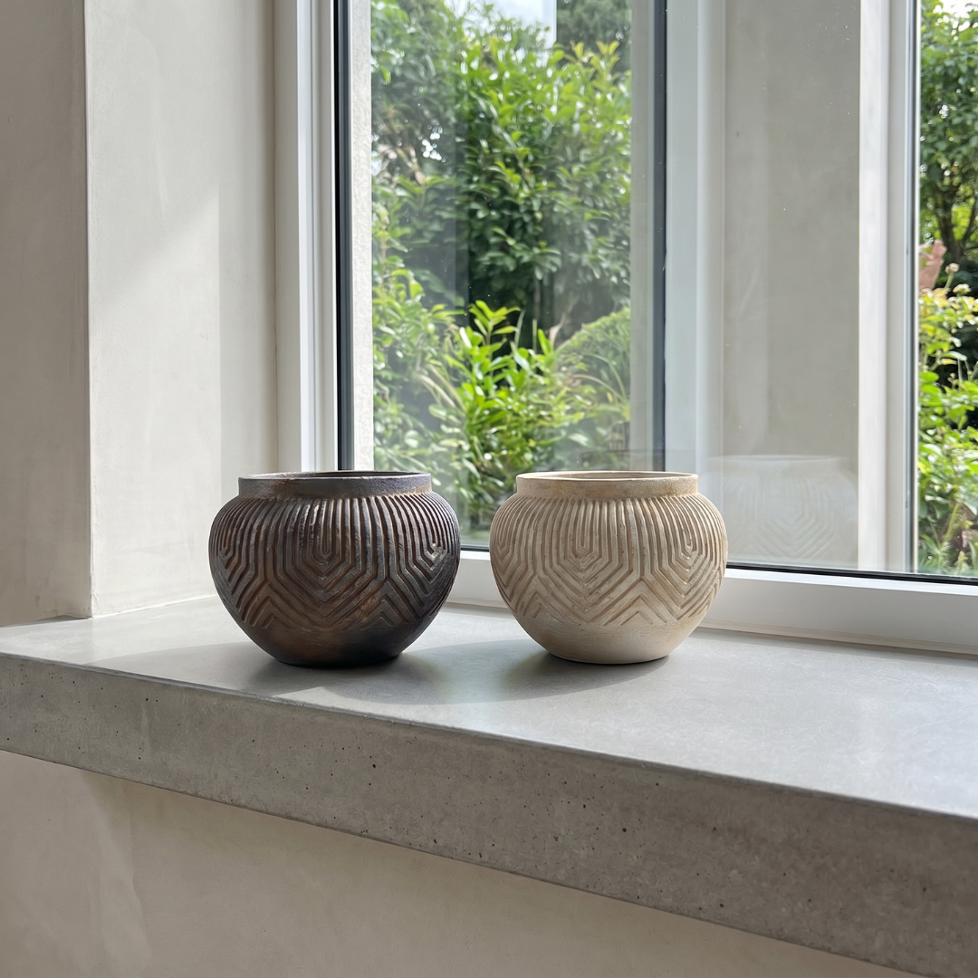 Linden Concrete Vessel, 8" × 6" | Natural Sandstone or Rustic Umber
