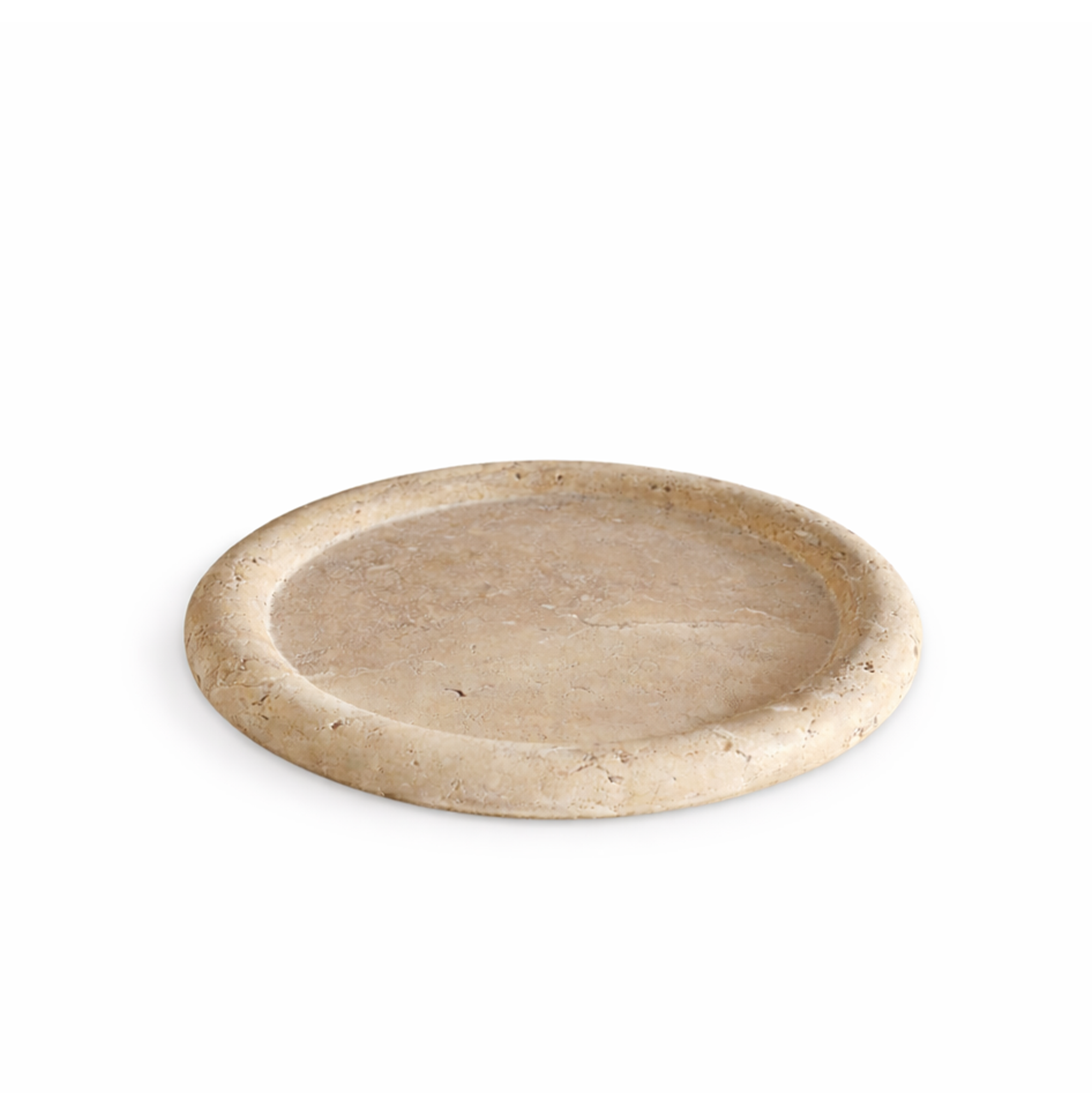 Petite Luna Travertine Tray – Round Natural Stone Catchall Dish for Jewelry & Home Decor