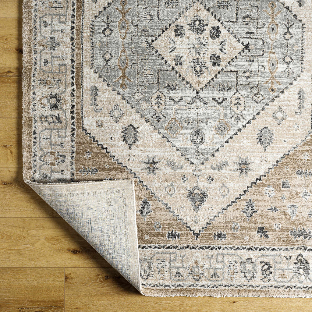 Minal Luxe Plush Traditional Area Rug – Neutral Gray & Ivory