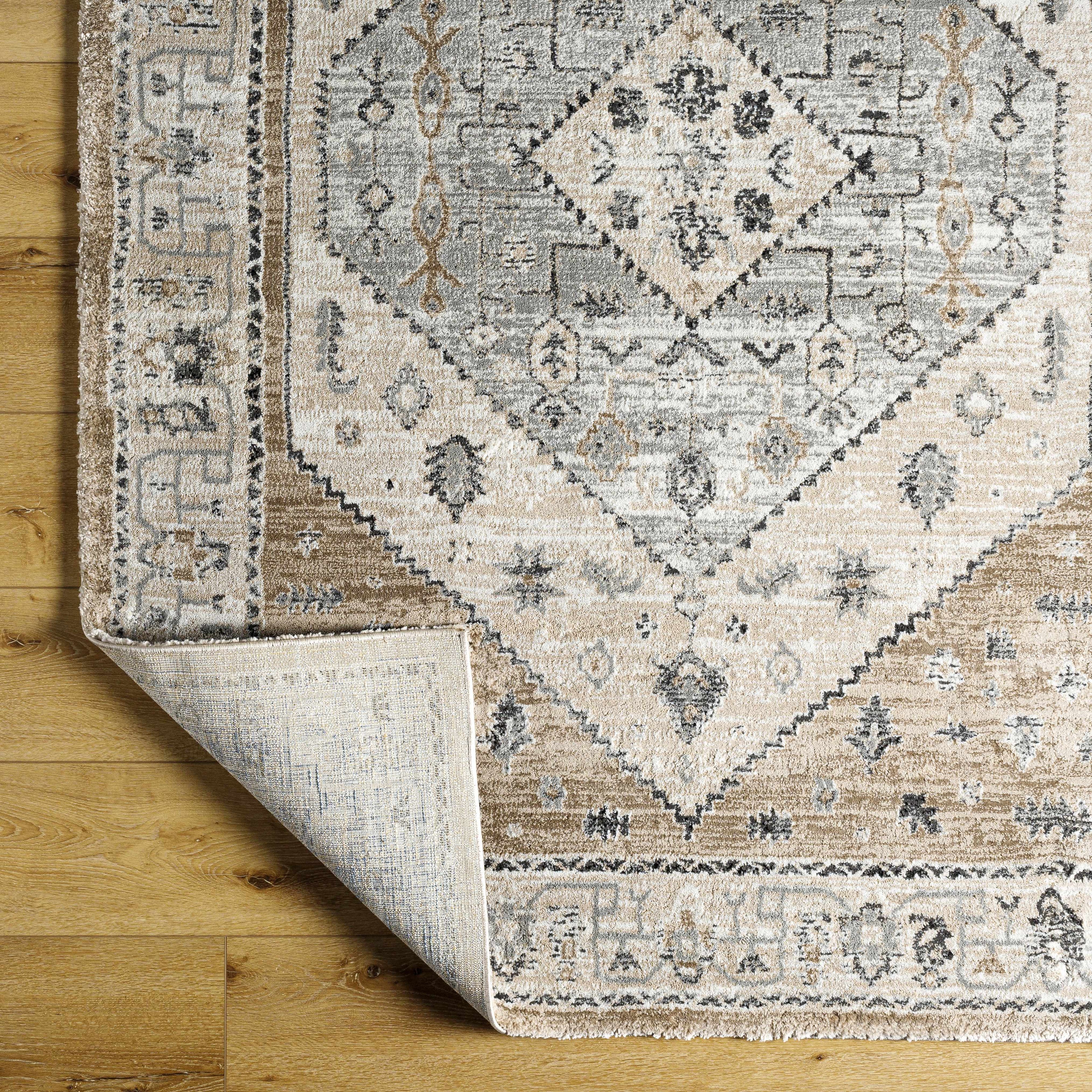 Minal Luxe Plush Traditional Area Rug – Neutral Gray & Ivory