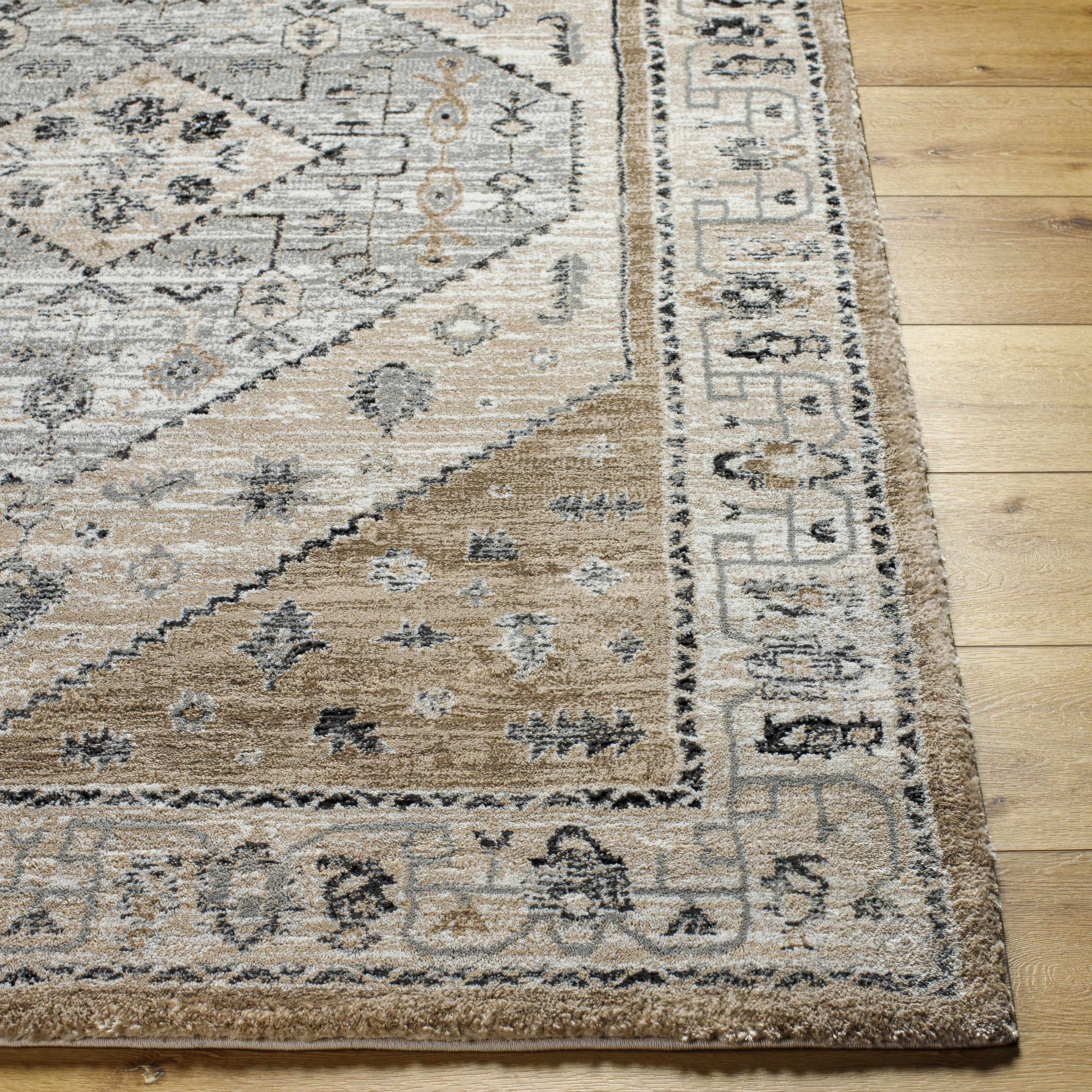 Minal Luxe Plush Traditional Area Rug – Neutral Gray & Ivory