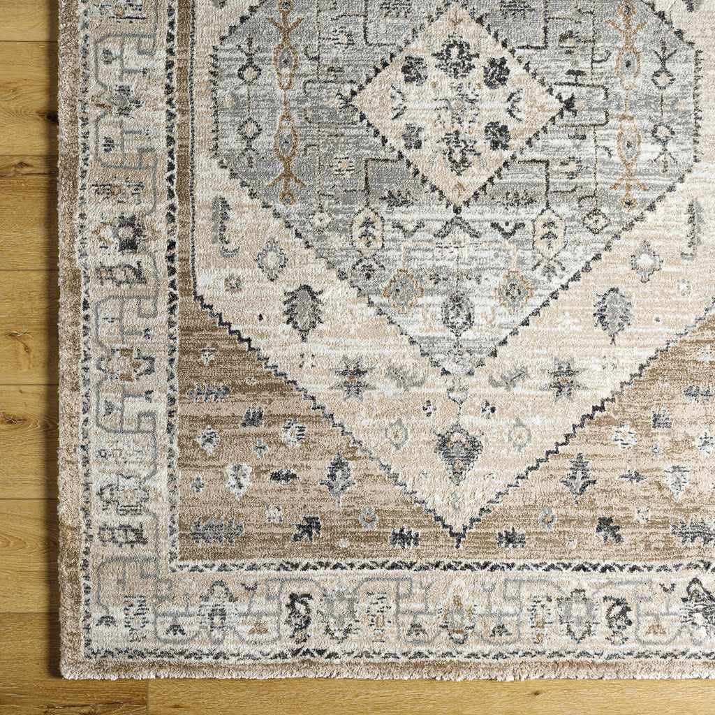 Minal Luxe Plush Traditional Area Rug – Neutral Gray & Ivory