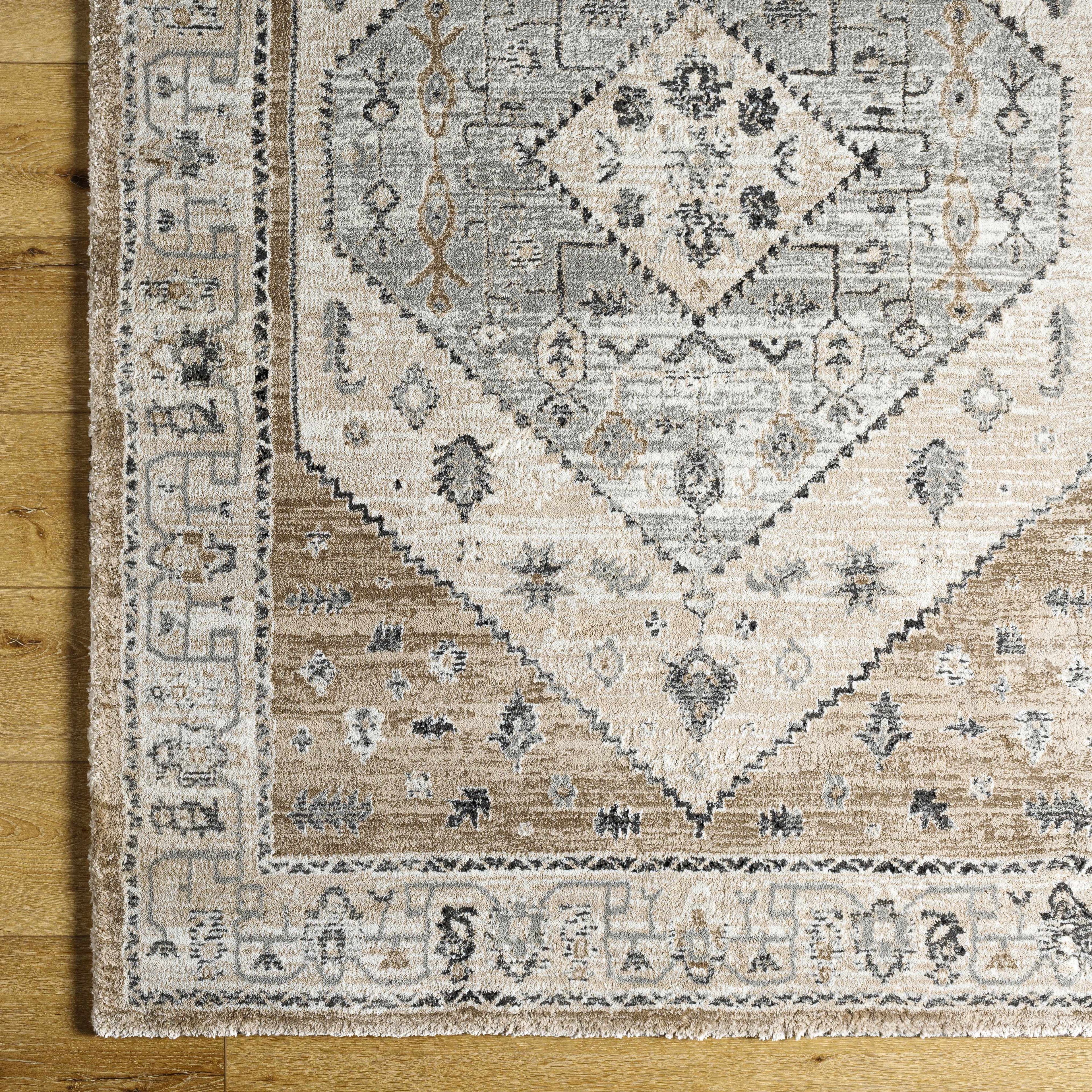 Minal Luxe Plush Traditional Area Rug – Neutral Gray & Ivory