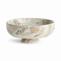 Handcrafted marble pedestal bowl with soft neutral veining and timeless European-inspired tabletop styling | Sorelle Rossi Shoppe