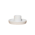 Handcrafted matte white ceramic candle holder with sculptural minimalist silhouette and modern organic styling on a warm neutral background | Sorelle Rossi Shoppe