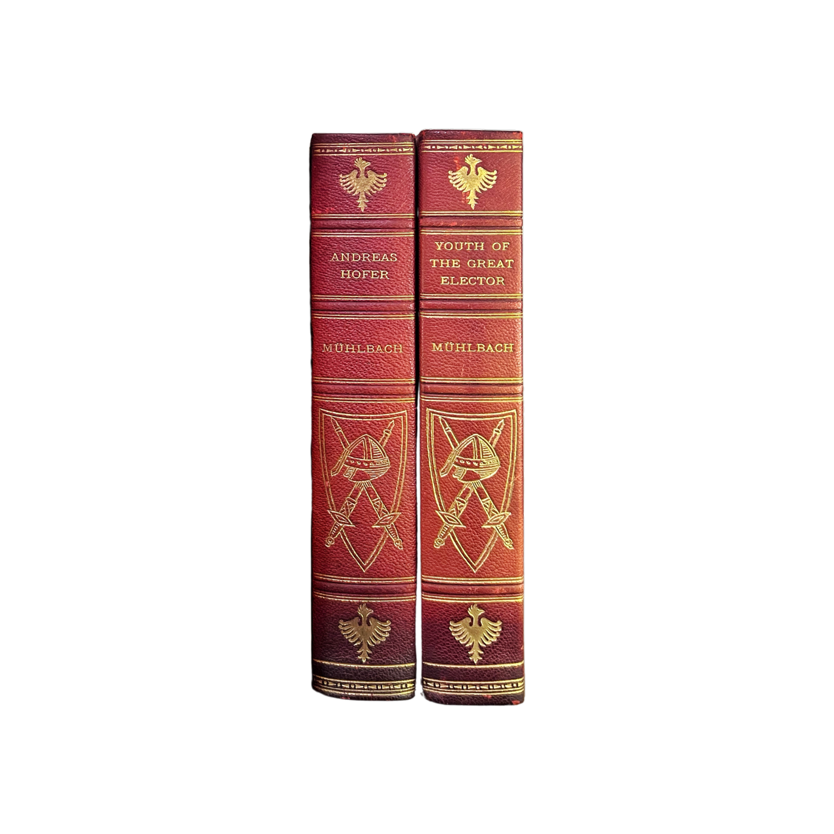 Leather Bound Antique Books, Marbled, Rare