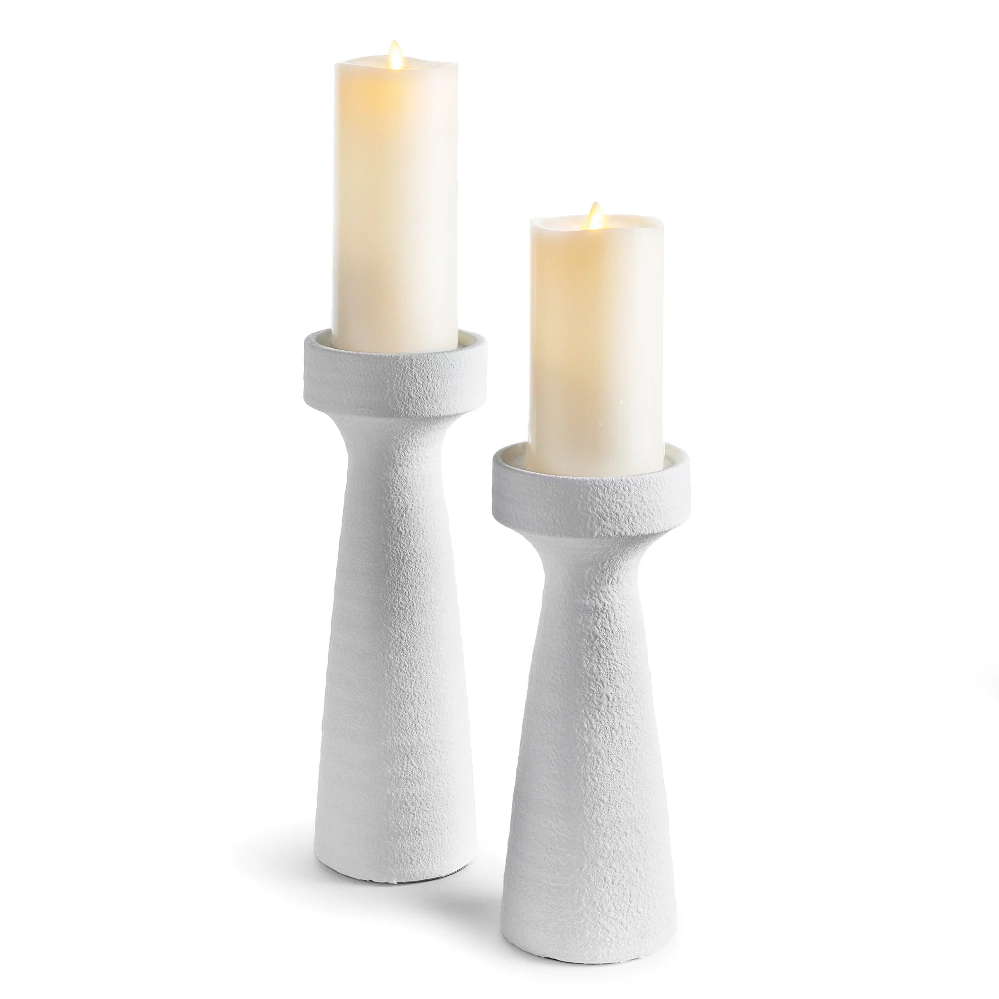 White Matte Ceramic Candlesticks Set of 2 – Modern Taper & Pillar Candle Holders | Sorelle Rossi