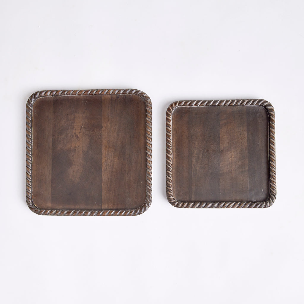 Langley Mango Wood Square Trays - Set of 2