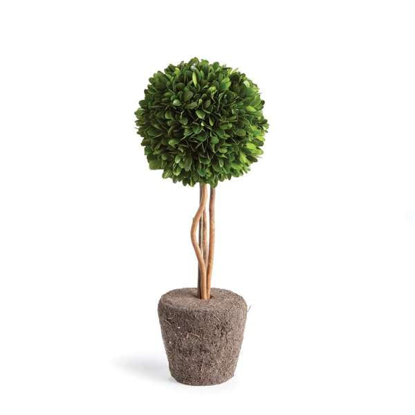 Preserved Boxwood Topiary – 16” Single Sphere Drop-In | Faux Greenery for Planters, Urns & Indoor Decor