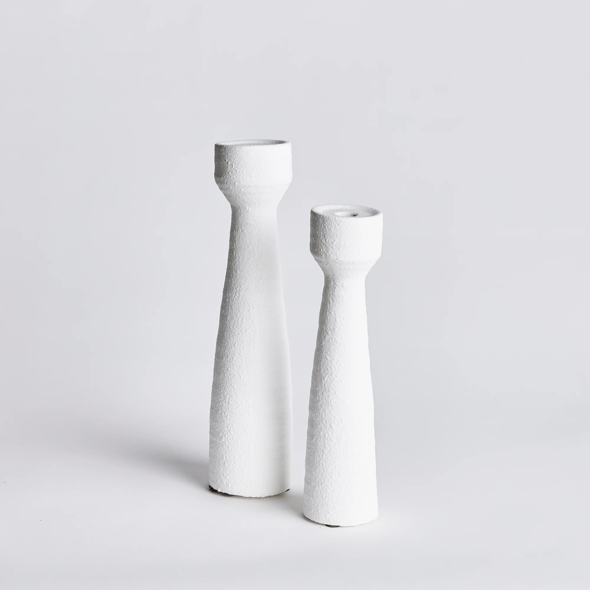 White Matte Ceramic Candlesticks Set of 2 – Modern Taper & Pillar Candle Holders | Sorelle Rossi