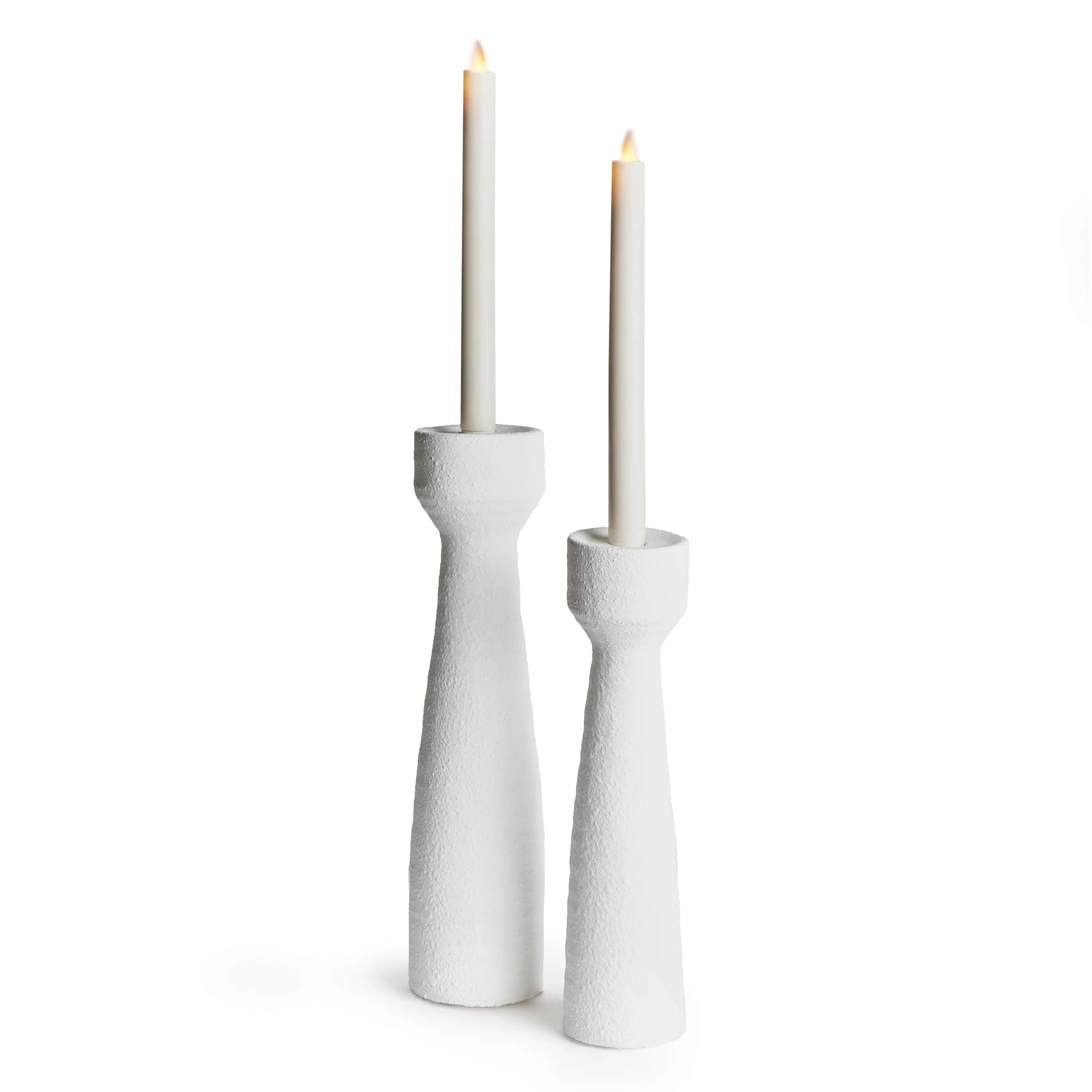 White Matte Ceramic Candlesticks Set of 2 – Modern Taper & Pillar Candle Holders | Sorelle Rossi