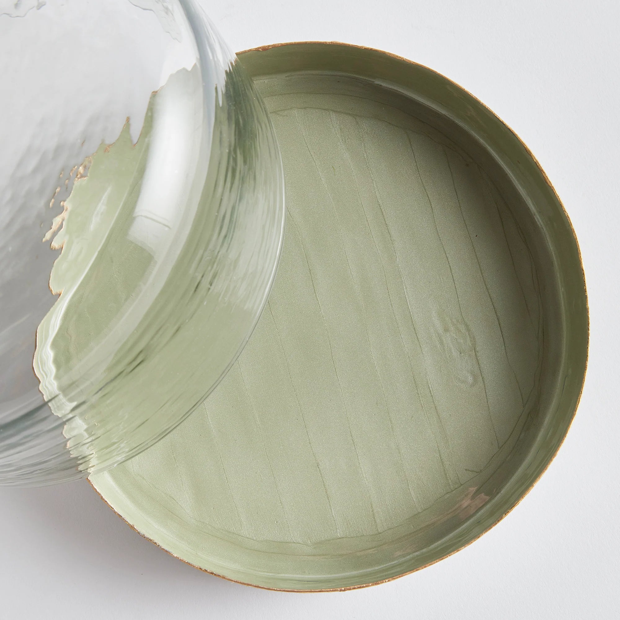 Glass Cloche with Sage Tray | Large