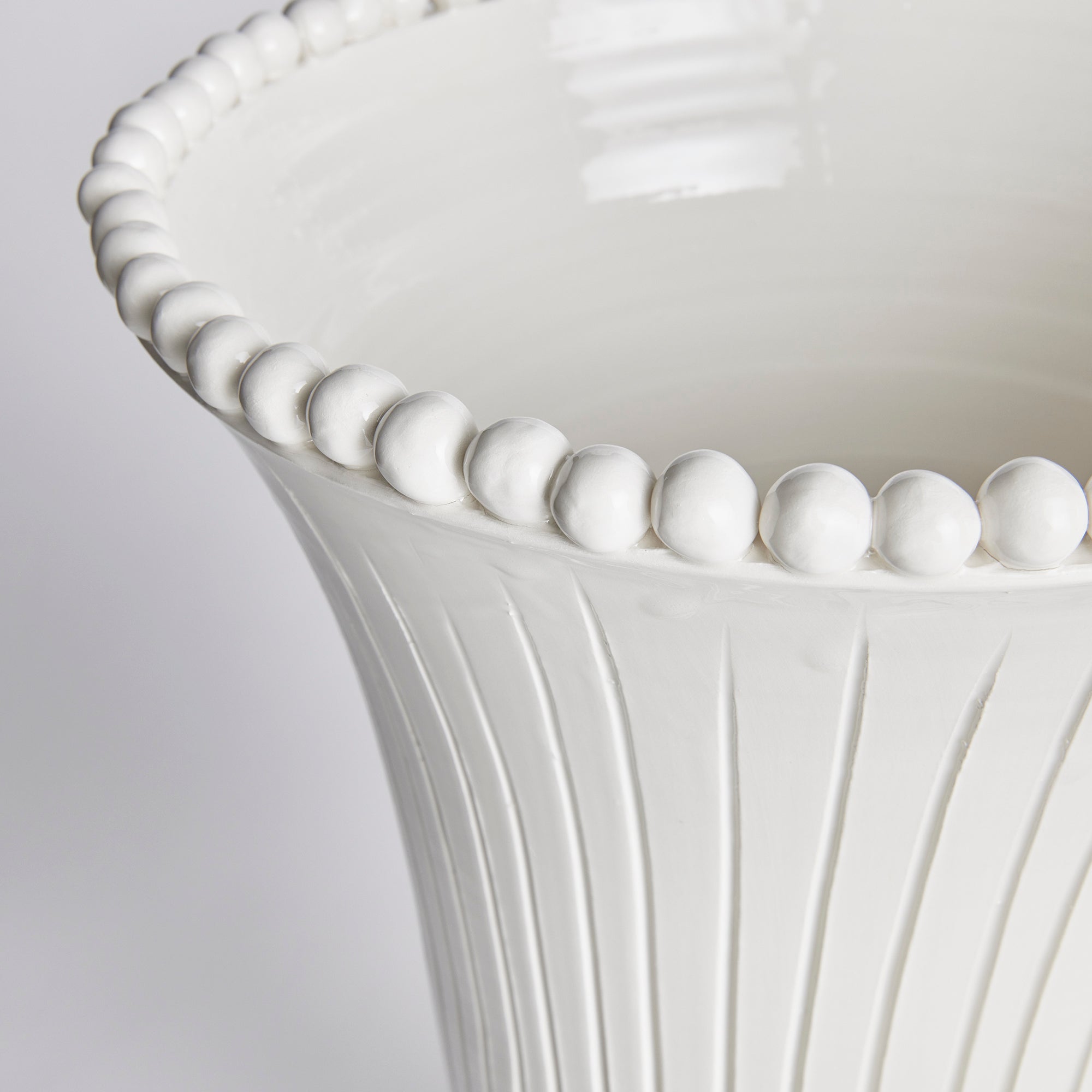 Handcrafted Italian Perla Tall Vase – Ribbed Ceramic Decorative Vase | Sorelle Rossi