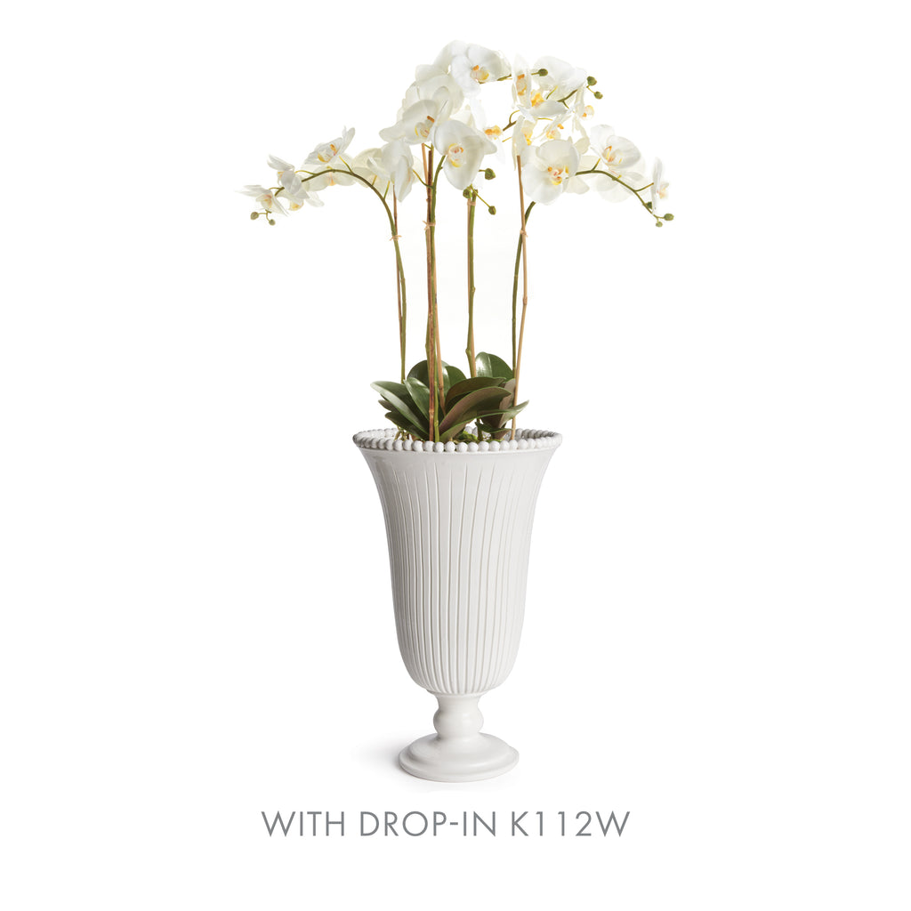 Handcrafted Italian Perla Tall Vase – Ribbed Ceramic Decorative Vase