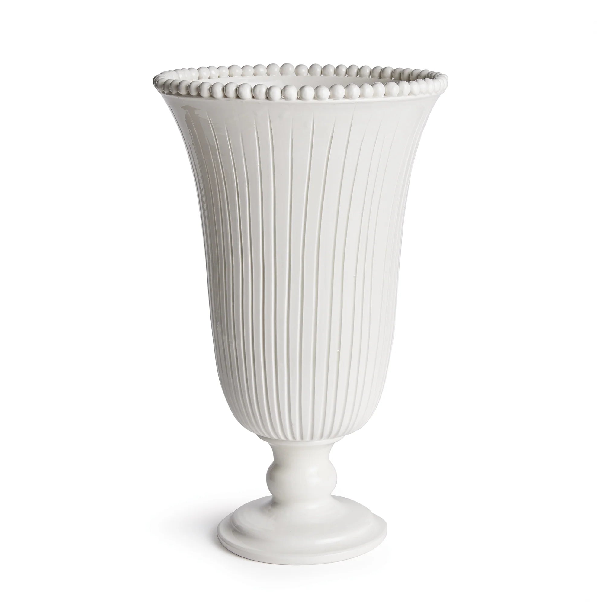 Handcrafted Italian Perla Tall Vase – Ribbed Ceramic Decorative Vase | Sorelle Rossi
