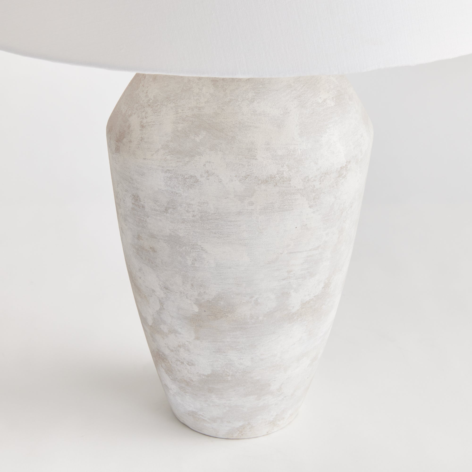 Claude Stone Finish Table Lamp – Tapered Linen Shade, Classic Silhouette