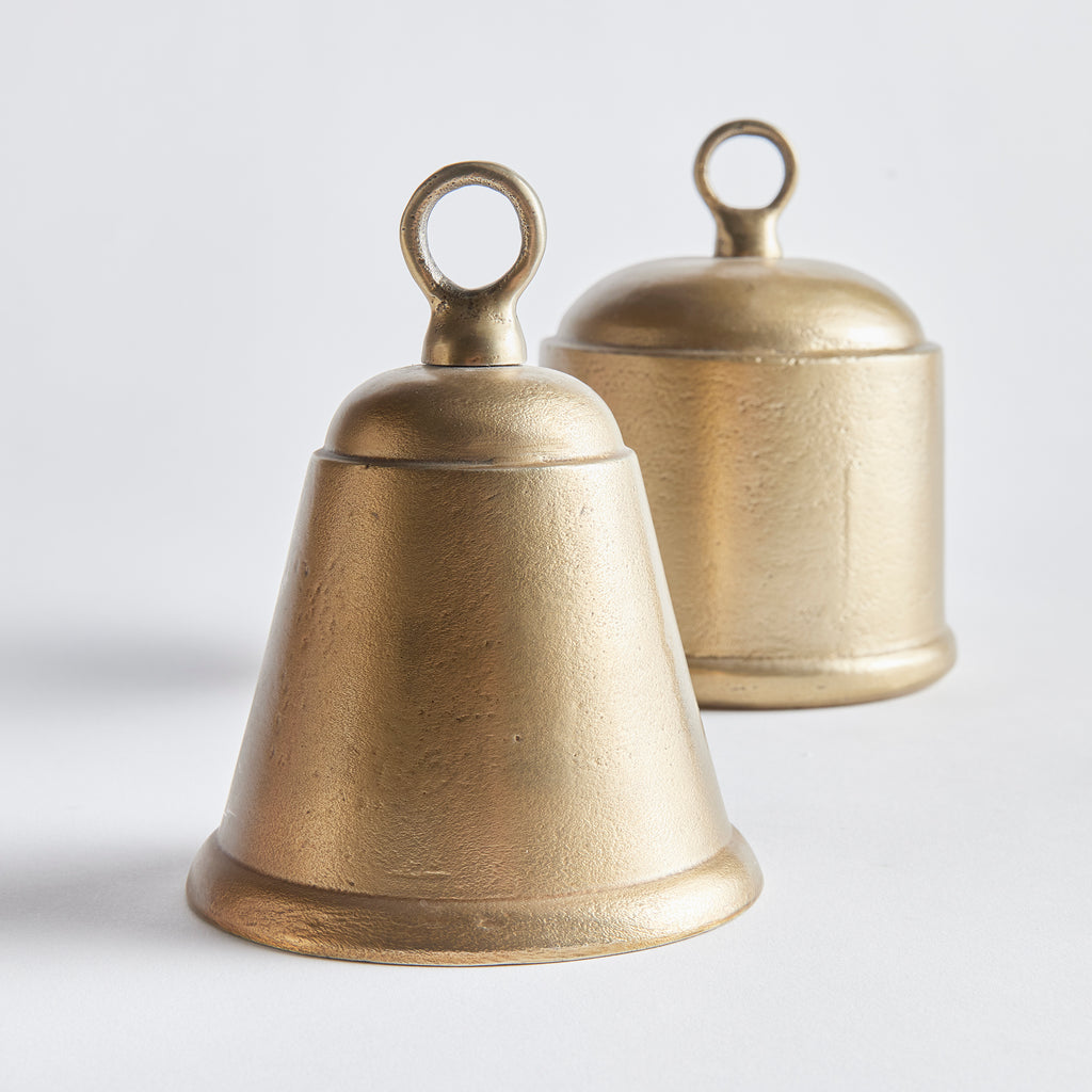 Gold Cast Aluminum & Iron Bells - Set of 2