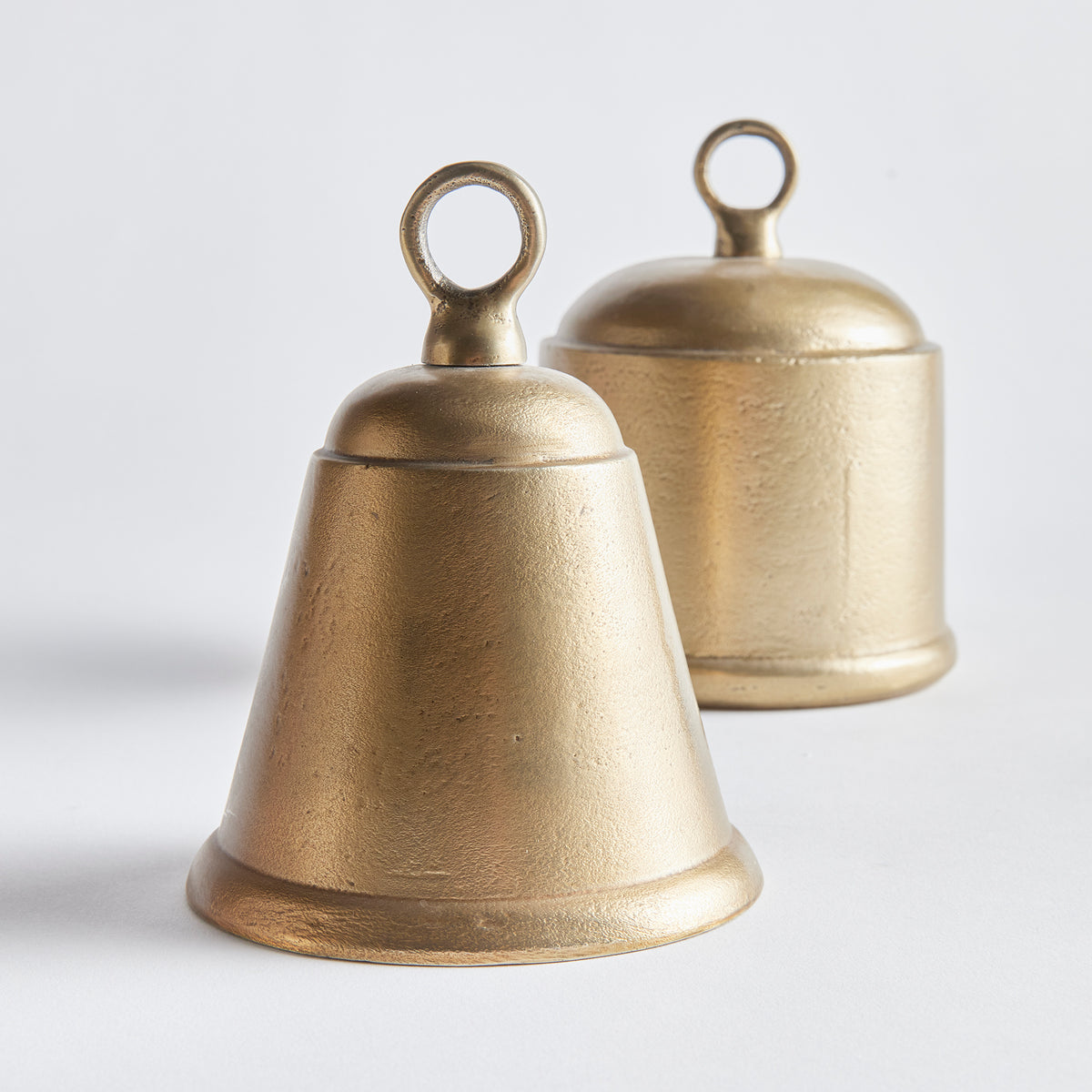 Gold Cast Aluminum & Iron Bells - Set of 2
