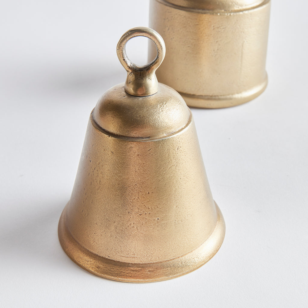 Gold Cast Aluminum & Iron Bells - Set of 2