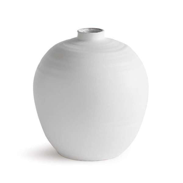 White ceramic vase on a white background