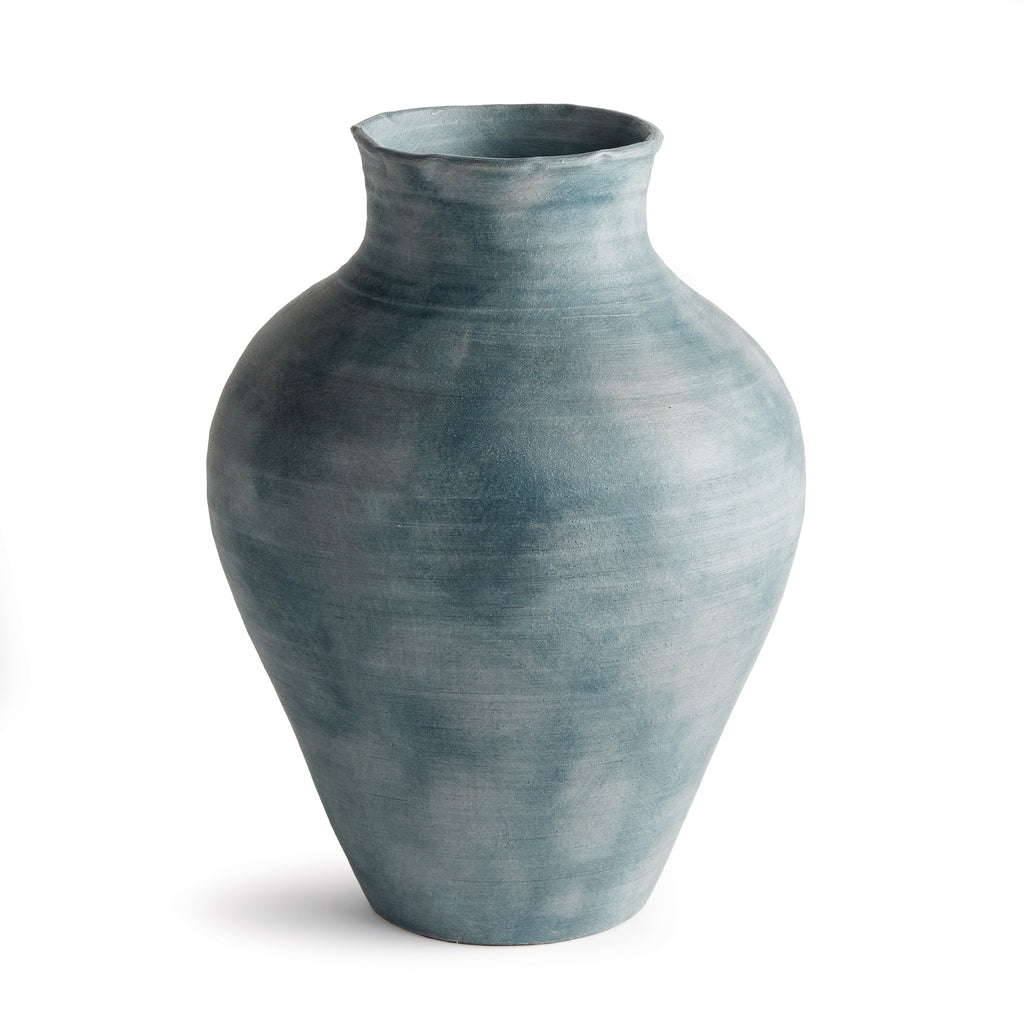 Mirela Hand-Thrown Terracotta Vase - Gray-Blue Matte Glaze (3 Sizes)