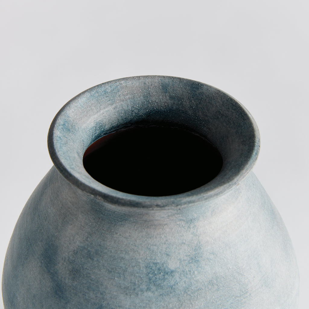 Mirela Hand-Thrown Terracotta Vase - Gray-Blue Matte Glaze (3 Sizes)