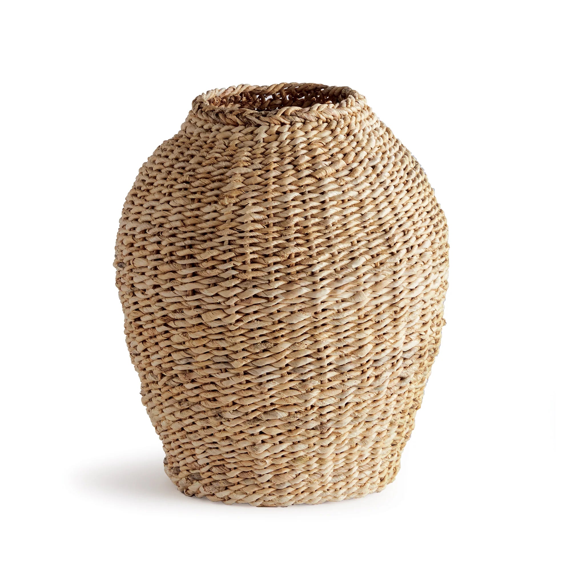 Enza Abaca Woven Basket with Iron Frame | Natural Decorative Basket 14"x 16.75"