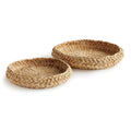 Abaca French-Braided Round Trays, Set of 2