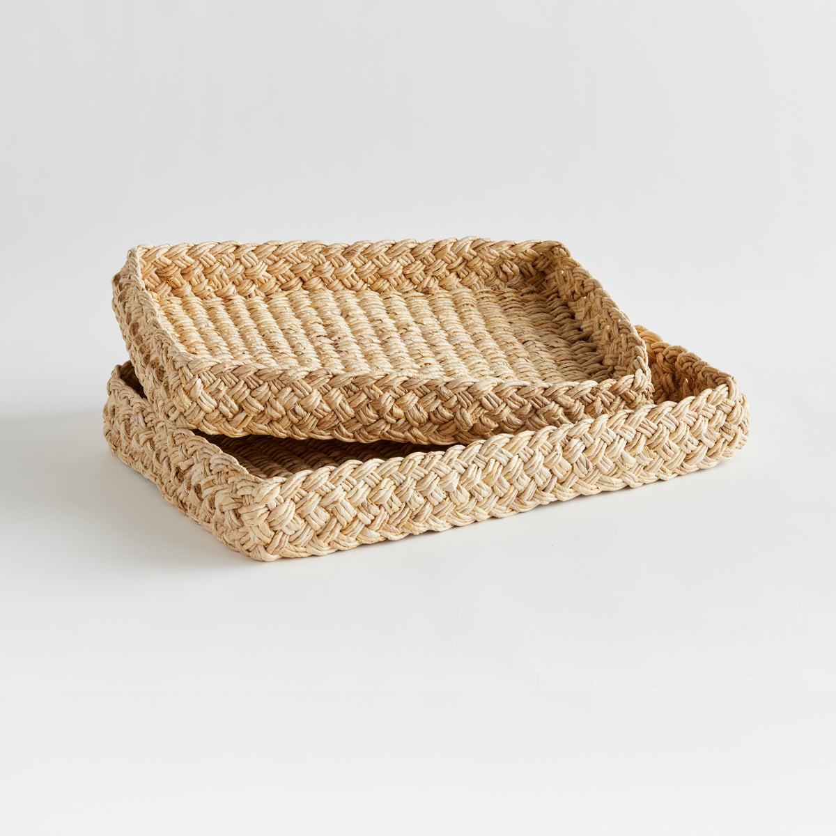 Abaca French Braided Trays, Set of 2