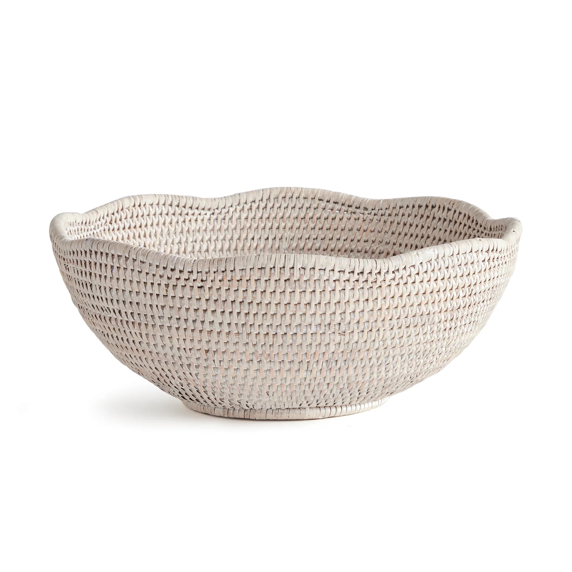 Woven Rattan Bowl – Scalloped Edge Decorative Basket Bowl | Sorelle Rossi