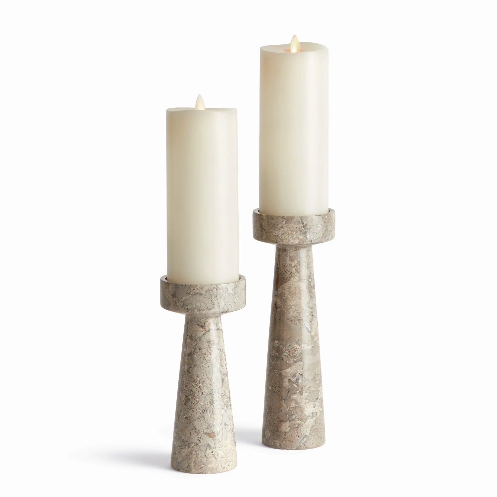 Marble Candlesticks Set of 2 – Brown Veined Stone Candle Holders | Sorelle Rossi