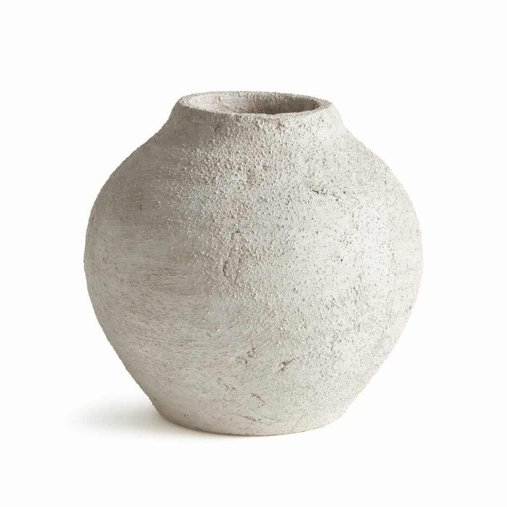 Textured Ceramic Vase – Antique Style Round Decorative Vase