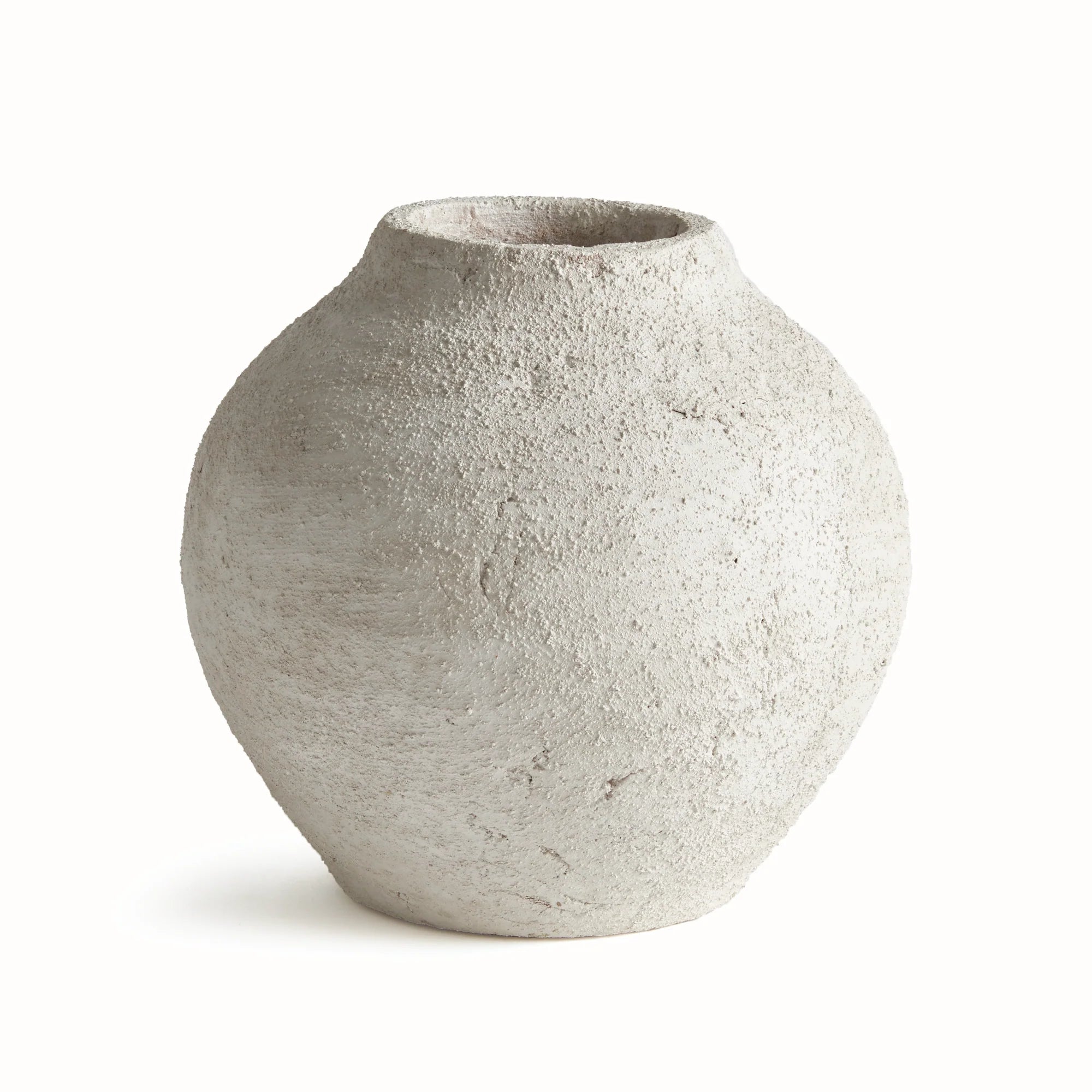 Textured Ceramic Vase – Antique Style Round Decorative Vase
