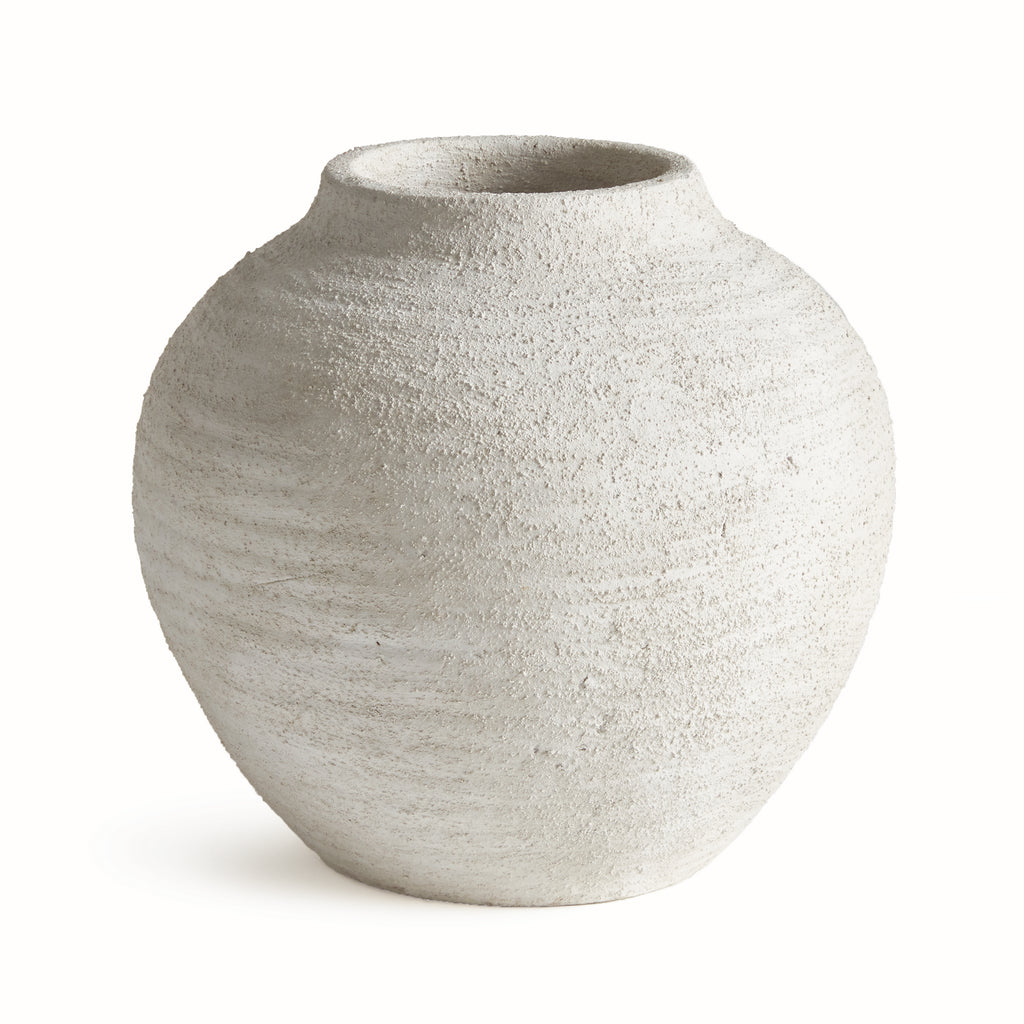 Textured Ceramic Vase – Antique Style Round Decorative Vase