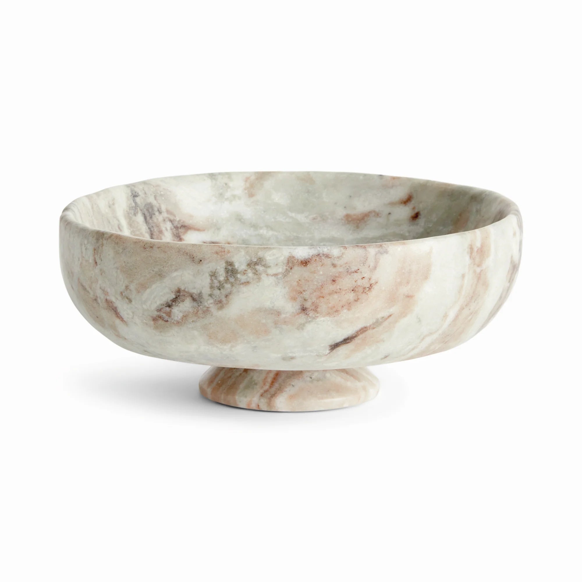 Marble Footed Bowl – Brown Veined Stone Decorative Centerpiece | Sorelle Rossi