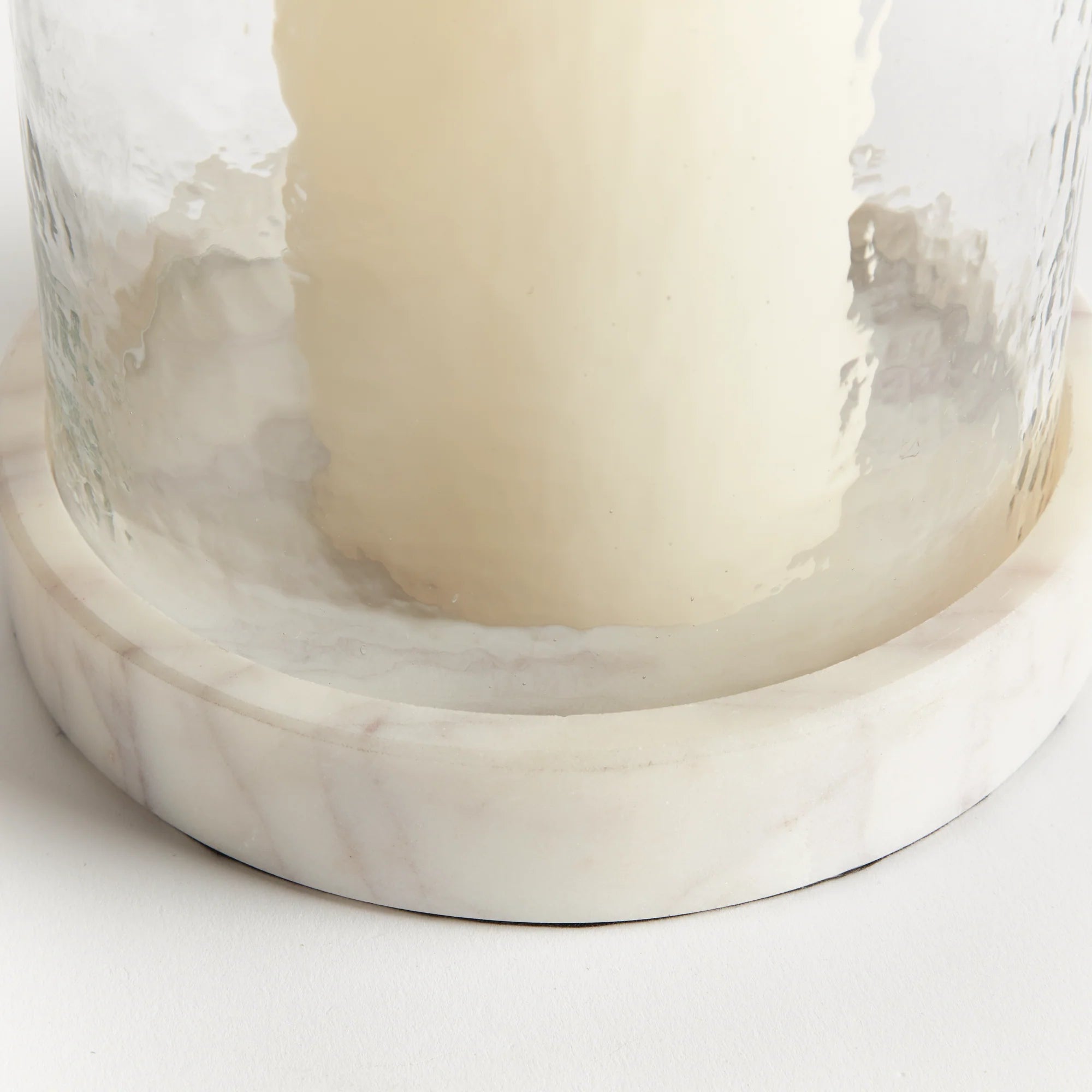 Hammered Glass Hurricane Candle Holder with Marble Tray – Modern Decorative Lantern | Sorelle Rossi