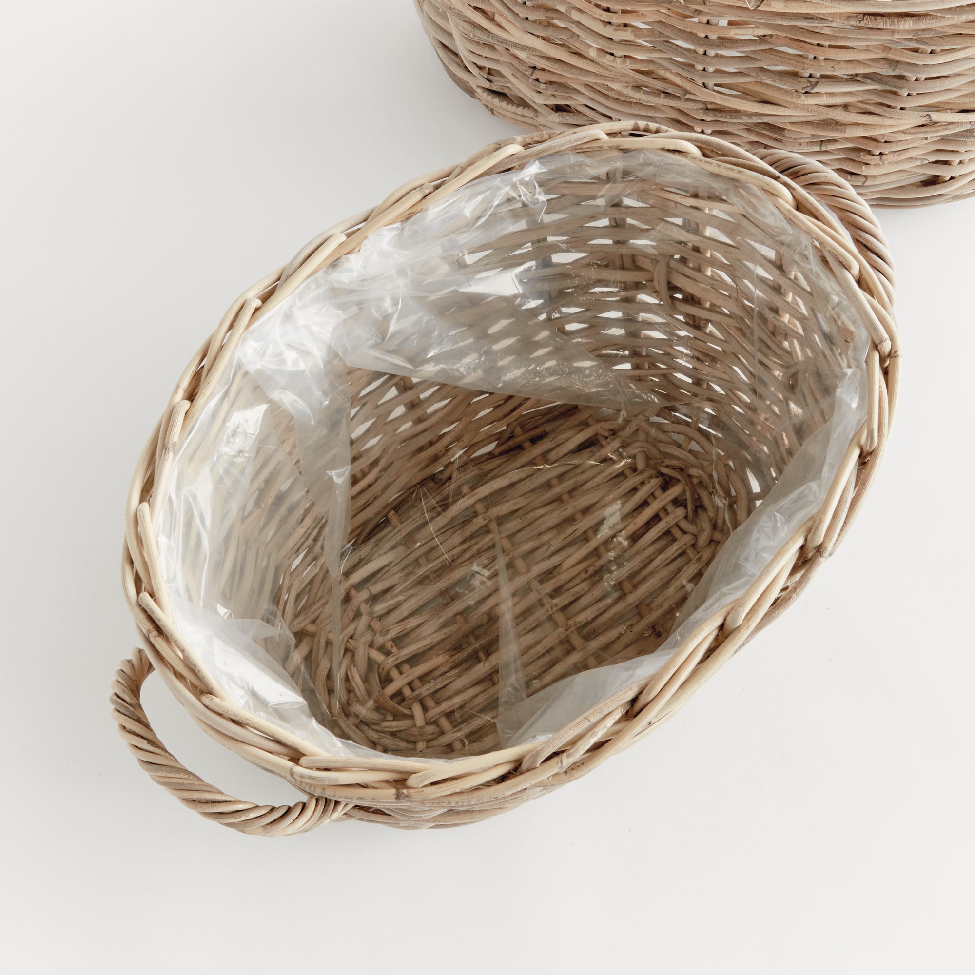 Handwoven Oval Kubu Rattan Basket Planters Set of 2 – Rustic Indoor Woven Plant Baskets