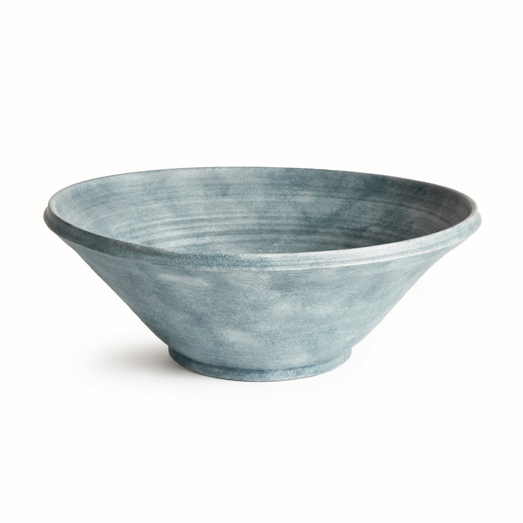 Mirela Grande Hand-Thrown Terracotta Bowl - Gray-Blue Glaze